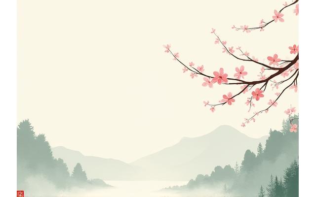 墨で描かれた契約書のイメージと日本の伝統的な梅の花のイラスト